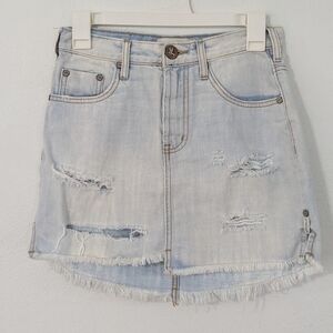 One Teaspoon High Waist 2020 Mini Skirt Denim Distressed Ripped Step Hem 26
